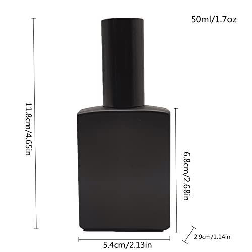 8PCS Square Glass Spray bottle,1.7oz Small Refillable Container with Fine Mist sprayer,Perfume bottle (50ml, Matte Black)