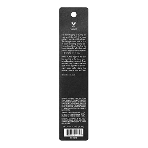 e.l.f. Liquid Eyeliner,High-pigment Liquid Eyeliner With Extra-Fine Brush Tip,Easy Glide Smudge-proof Formula,Jet Black,(Pack of 2)