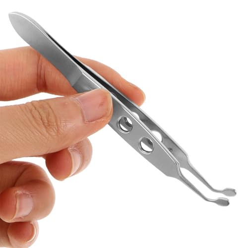 2Pcs Stainless Steel Eyelid Tweezers Eye Care Tool for Meibomian Gland Expressor and Eyelid Blockage Removal Portable Eye Treatment Tweezers