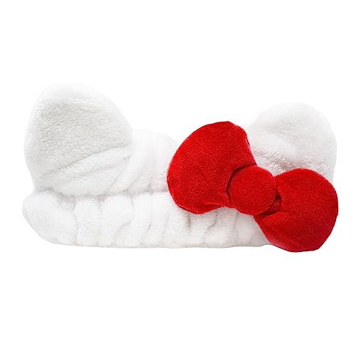The Cr?me Shop Hello Kitty x Plush Spa Headband with Hello Kitty's Signature Bow, Face Wash Hair Band For Women