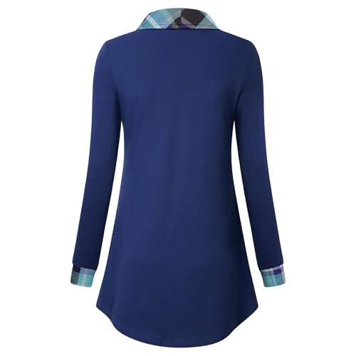VALOLIA Women's Casual Swing Sweatshirt Long Sleeve Zipper Lapel Fashion Pullover Tunic