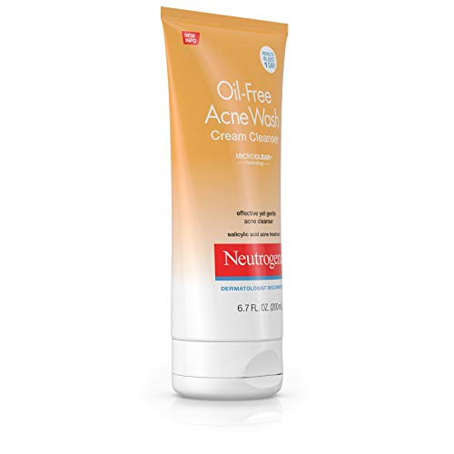 Neutrogena Oil-Free Acne Face Wash Cream Cleanser, 2% Salicylic Acid Acne Treatment, Daily Facial Cleanser for Acne-Prone Skin, 6.7 fl. oz (Pack of 2)