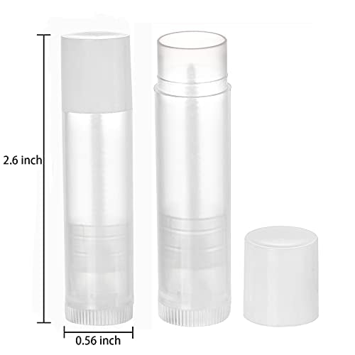 Bekith 100 Pack 5.5ml Empty Lip Balm Tubes, Clear Lip Balm Containers with White Caps