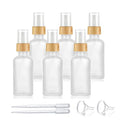 6 Pack,50ml/1.7 oz Frosted Glass Fine Mist Atomiser,Empty Thick Glass Perfume Atomizer Spray Pump Bottle with Bamboo Cap Travel Refillable Vial for Liquid Fragrance Cosmetic Container