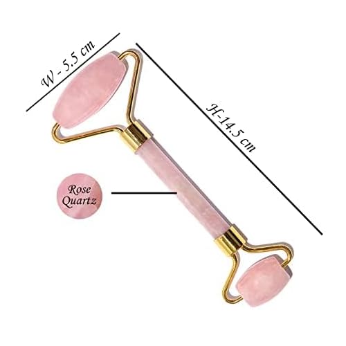 Rose Quartz Roller and Gua sha Set | Reduces Wrinkles, Fine lines and Dark Circles | Pink Jade Roller | Anti-aging Massager for Skin Toning and Tightening for Face, Eyes, Neck