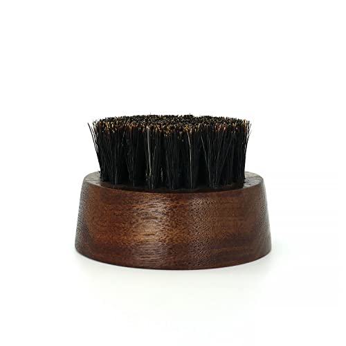 Small and Round Beard Brush, Pocket Travel Men's Wooden Boar Bristle Hair Beard Mustache Brush for Men (Skull)