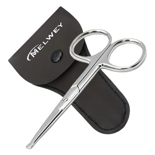 Rounded Stainless Steel Small Facial Hair Scissors, 3.7 Inches - Rounded Tip Scissors for Nose Hair, Mustache, Beard, Eyebrows, Eyelashes & Baby Nails