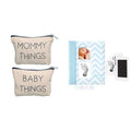 Bundle of Pearhead Mommy and Baby Travel Pouch + Pearhead Baby Memory Book, Blue Chevron