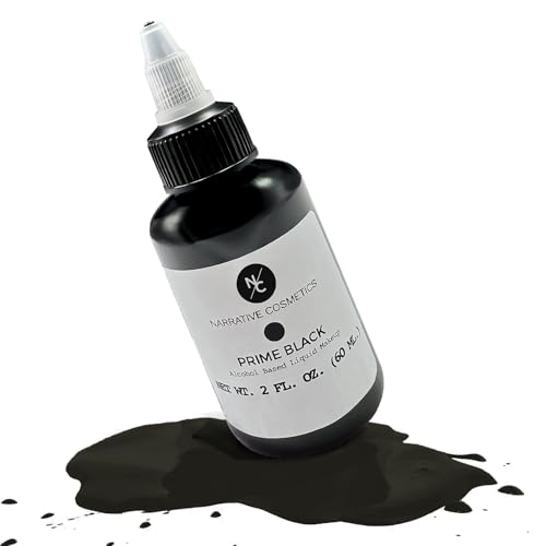 Narrative Cosmetics FX Alcohol Airbrush Paints - 2 fl oz, Skin Safe, Quick Dry, Waterproof, Sweatproof, Transferproof Liquid Makeup for Bodypainting, Theater, FX Makeup, Film and TV - Prime Black