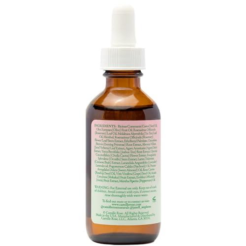 Camille Rose Rosemary Oil Strengthening Hair + Scalp Drops ? Castor, Peppermint & Tea Tree Oil Blend for Strength & Resilience, Dry Scalp Treatment, Split Ends, 1.9 Fl Oz