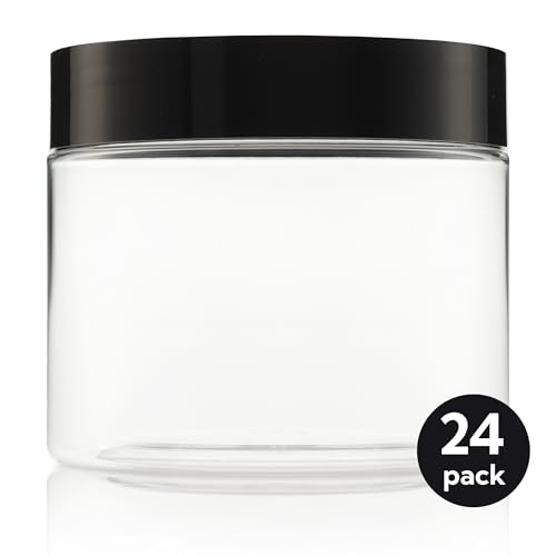 Small Plastic Containers With Leads - 5 OZ Small Jars with Lids - 24 Pack - Great as Travel Containers for Creams, Cosmetic - Leak Free