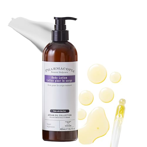 Pharmacopia Hotel Argan Oil Body Lotion - Vegan Moisturizer for Dry Skin, Lotion with Melon and Green Tea Essence - Natural, Organic and Cruelty-Free Skin Care, 16.2 oz