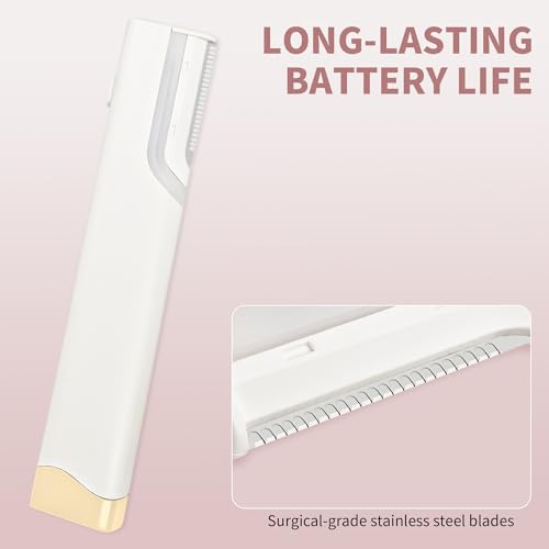 Sonic Dermaplaning Tool For Face - Painless Facial Hair Removal For Women,Anti-Nick Exfoliator For Sensitive Skin,Blades With A Protective Microblade System(Beginner Friendly)10refill Blades