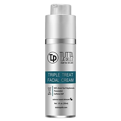 Anti Aging face Cream TRIPLE Antioxidant Treatment Serum For Face, Resveratrol + Green Tea + Caffeine - Visibly Reduce Skin Redness & Calm Irritation -For Sensitive Rosacea Skin -1oz