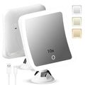 10X Magnifying Lighted Makeup Mirror with Lights,Daylight LED Vanity Mirror, Rechargeable,Compact, Cordless, Locking Suction Mirror, 360 Rotation, 7" Portable Illuminated Bathroom Mirror