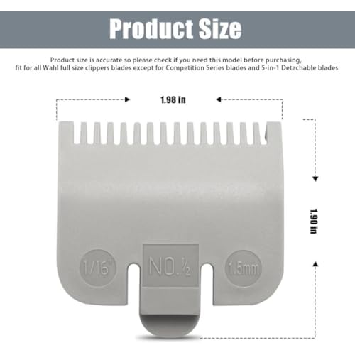 Replacement for Wahl Professional Color Coded Clipper Guide Comb Attachment #1/2, 1/16", 1.5mm(2 pack)