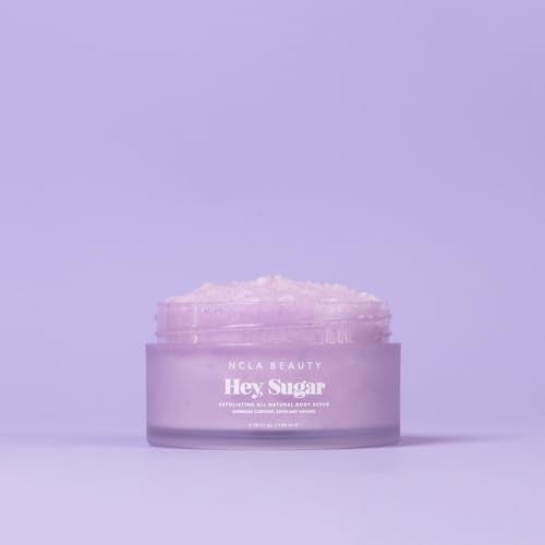 NCLA Beauty Hey Sugar All Natural Body Scrub - Moisturizing, Exfoliating Sugar Scrub - Shea, Cocoa, and Mango Butters - Birthday Cake - 3.38 oz