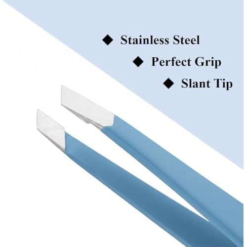 Made in Solingen, Germany - Apexay Professional Slant Tip Tweezers ? Premium German Steel, Ultra Precision Grip, Salon Quality for Eyebrow and Fine Hair Removal (Blue)