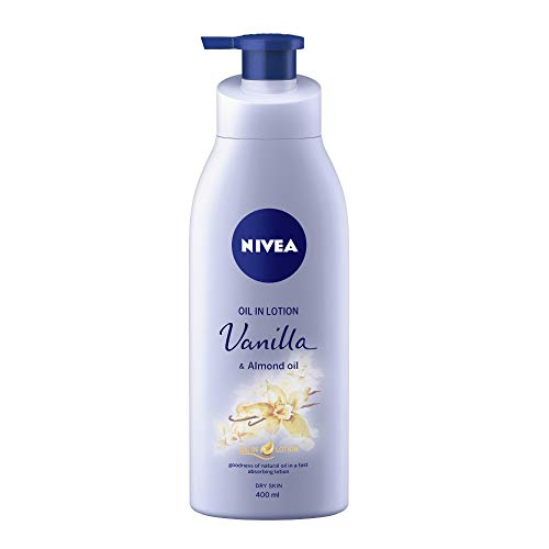 Nivea Vanilla and Almond Oil Body Lotion 400 ml (13.5 oz) - - goodness of natural oil in a fast absorbing lotion. Dry Skin