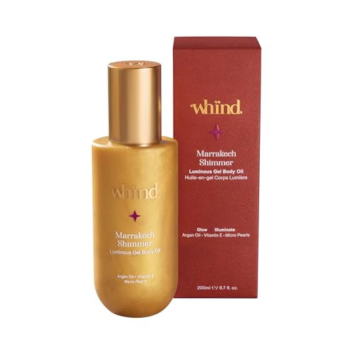 whind Marrakech Shimmer Luminous Gel Body Oil ? Lightweight Liquid Spray, Instant Golden Glow Serum for Body with Hyaluronic Acid & Glycerin ? 200ml