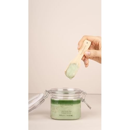 SanDaWha SKINCURE Jeju Body Scrub - Korean Skincare Green Tea Frappe Scrub with Andes White Salt & Green Tea Powder for Exfoliating, Hydrating & Smoothing ? Refreshing Herbal Scent, 250g