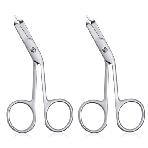 2pcs Stainless Steel Eyebrow Tweezers for Women Handle Shaped Angled Tweezers Flat Tip Hair Plucker for Eyebrow Trimming and Shaping, Face Hair Tools for Women