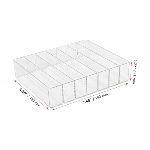 SINJEUN 4 Pack Acrylic Palette Organiser, 7 Sections Divided Makeup Palette Organiser for Eyeshadow, Contour Blush, Lipstick, Make Up Storage(Transparent, 7.5" x 6.3" x 1.8")