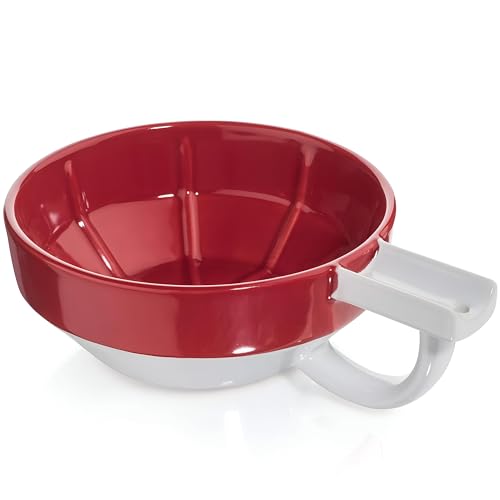 Fine ?Mr Lather Bowl, ?Gentleman's Ceramic Shaving Cream Bowl, Aerating Ribbed ?Texture, Brush Holder, Wall Mount Hole, Dark Color for Visual Contrast, Premium Stoneware Construction (Red)