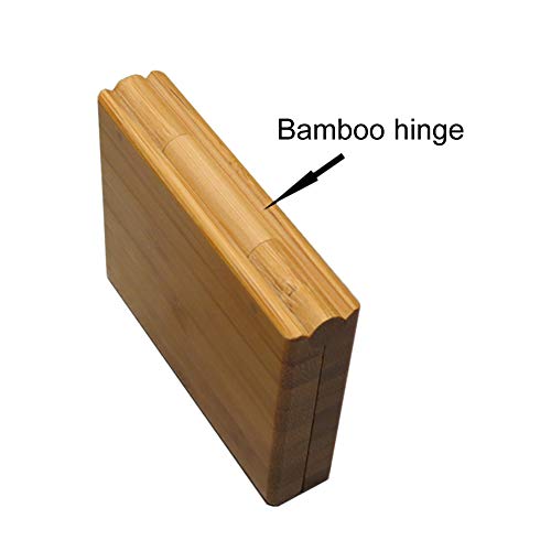 1 Piece Bamboo Empty Eye Shadow Case Box Double Grid Tinplate Palette Pans Bamboo Eyeshadow Case Magnetic Eyeshadow Palette Cosmetics Organizer Container with Makeup Brush for Eye Shadow Blush Powder