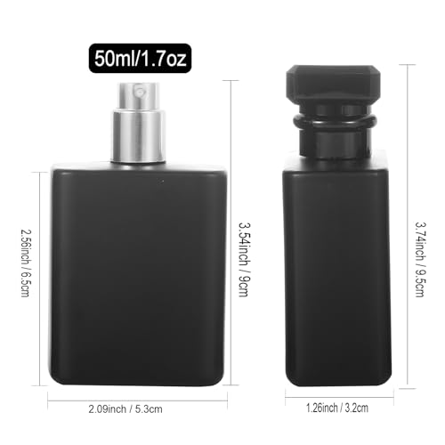 50ml/1.7oz Thick Square Flint Glass Refillable Perfume Bottle, Square Portable Cologne Atomizer Empty Bottle with Spray Applicator For Travel 6 Pack