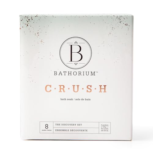 Bathorium Crush 8-Pack Signature Discovery Set, Luxury Bath Soaks, Dead Sea Salt, Epsom Salt, pH Balanced for Women, Gift Set, Each Soak is 4 oz