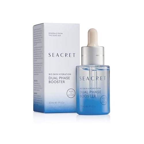 SEACRET Minerals Bio Skin Hydration Dual Phase Booster Facial Serum, Dead Sea Minerals, Jojoba, Argan, and Almond oils Deeply Hydrate, Daily Use, 1 Fl Oz / 30 ml