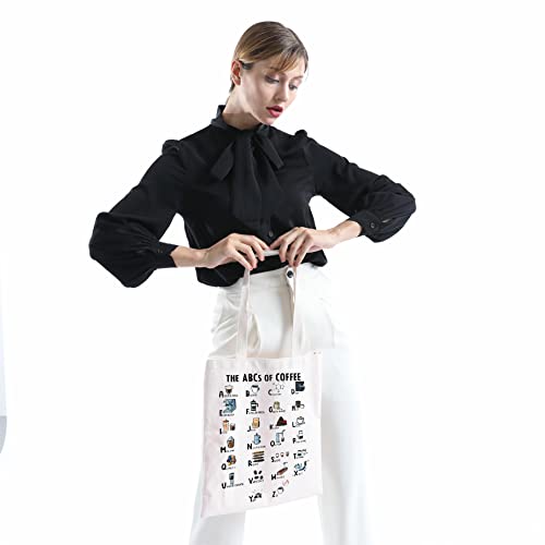 MNIGIU Alphabet Tote Bag - ABCs of Coffee Barista Gift for Coffee Lovers