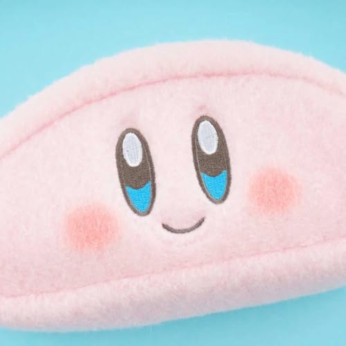 Kirby Fluffy Cosmetic Case (Smile) ? 7.5-Inch Soft Plush Makeup Pouch with Zipper and Star Charm