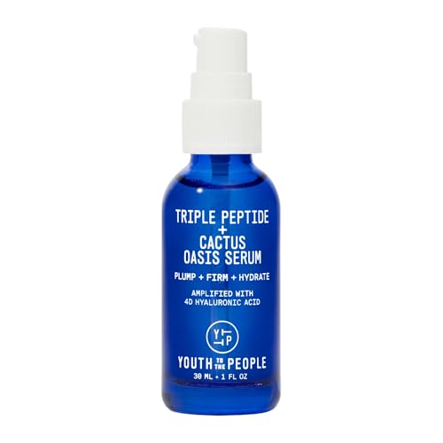 Youth To The People Triple Peptide + Oasis Face Serum - Hydrating + Firming Serum for Dry Skin, Plumps Fine Lines with 4 Types of Hyaluronic Acid, Peptides, Preps for Makeup, Fragrance-free - 1 fl oz