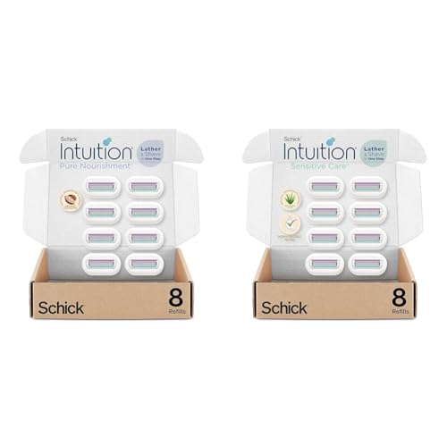 Schick Intuition Razors for Women | Pure Nourishment Razor Blades Refill with Organic Aloe for Sensitive Skin | 8 Count