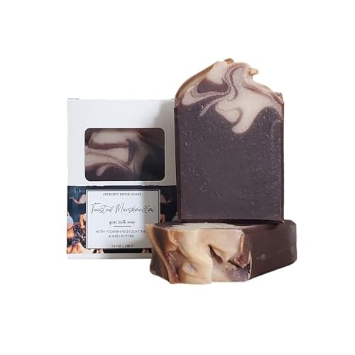 Toasted Marshmallow Goat Milk Soap Bars, 3 Bar Pack, Cold Processed, Soap for Face and Body, Cocoa Butter Soap
