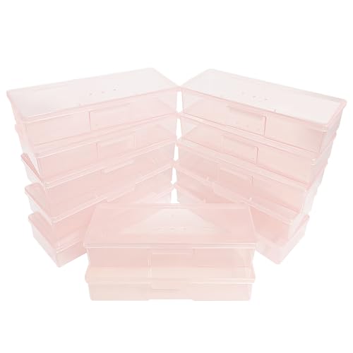 Plastic Implements Nail Tech Box, Pink Manicure Tool Box Nail Supply Storage Organizer Personal Box for Manicure Pedicure Kit (12pcs in pink)