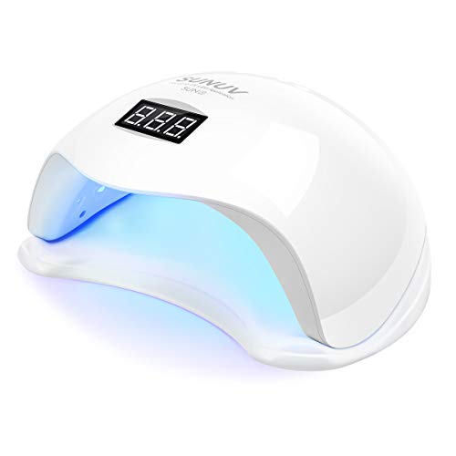 SUNUV UV Light for Nails, UV LED Nail Lamp with 4 Timer Settings, Compatible with All Gel Polish, Auto Sensor LCD Display Removable Base, SUN5
