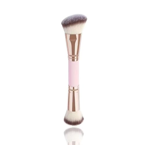 4-piece foundation make-up makeup brush double head beveled contour brush suitable for mixing liquid powder concealer cream blush brush eyes (pink)