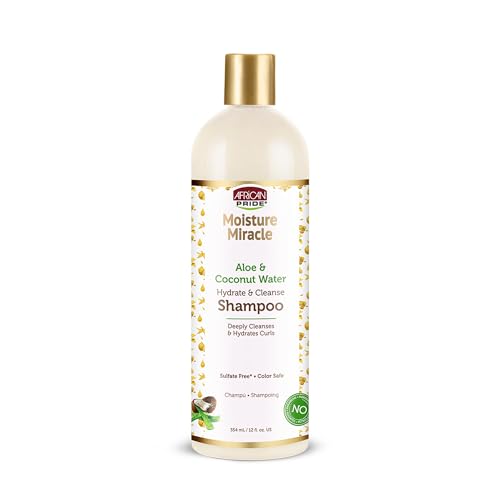 African Pride Moisture Miracle Aloe & Coconut Water Shampoo | Hydrating & Moisturizing Shampoo | Color Safe | 12 oz