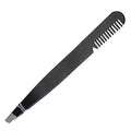 Eyebrow Tweezer with Comb - Tweezer Slant Tip, Professional Stainless Steel Slant Tip Tweezer - The Best Black Precision Eyebrow Tweezers