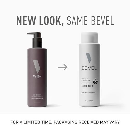 Bevel Hair Conditioner for Men with Coconut Oil and Shea Butter, Sulfate Free Conditioner for Textured Hair, Moisturizes, Conditions and Detangles Hair, 12 Oz (Packaging May Vary) (Pack of 2)