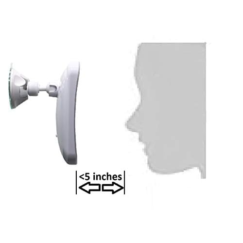 JiBen Square LED Lighted 10X Magnifying Makeup Mirror, Power Locking Suction Cup, Bright Diffused Light and 360 Degree Rotating Adjustable Arm, Portable Cordless Home and Travel Bathroom Vanity Mirror