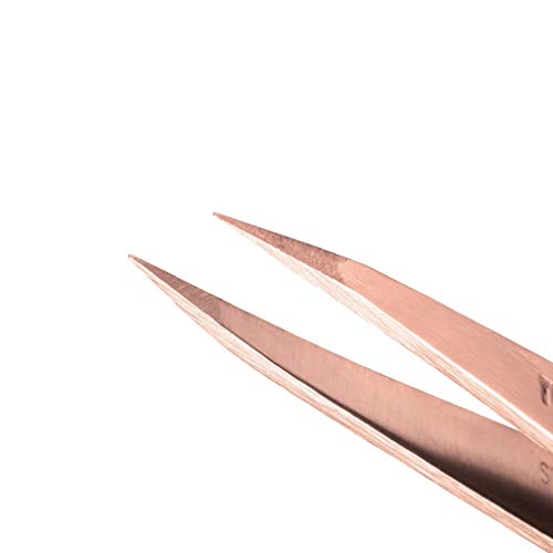 Tweezerman Rose Gold Petite Point and Slant Set with Travel Case, (Pack of 2)