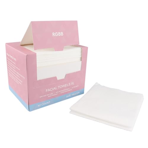 RGBB Clean Face Towels 10"¡¿12", Disposable, Ultra-Absorbent, Hypoallergenic & Soft Makeup Remover Dry Wipes, Pamper Your Face, Hygienic Towelettes, for All Skin Types£¨50 Count£©