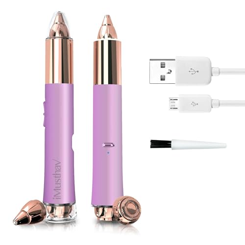 2 in 1 Eyebrow and Facial Hair Remover for Women Painless Flawless Electric Razor Epilator Trimmer Shaver with 18K Gold-Plated, USB Rechargeable, 360¡Æ LED for Eyebrow and Face Hair Removal