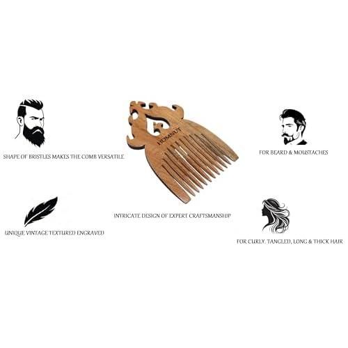 Unisex Sandalwood Hair Comb | 5 x 3 Inch Wooden Comb for Hair, Beard & Moustache | Portable, Pocket-Sized Grooming Accessory