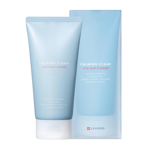 Leaders Calming Clear Acne Foam Cleanser ? Gentle Deep Cleanser for Acne-Prone Skin, Acne Skin Care, Calms Redness & Irritation, Controls Excess Sebum & Exfoliate Dead Skin Cells 150ml (5.07 oz)