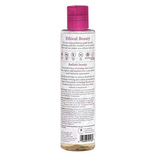 DERMA E Radiance Toner ? Facial Toner with Glycolic Acid and Rooibos ? Brightening and Exfoliating Toning Solution Refreshes and Purifies Skin, 6 oz (Pack of 2)